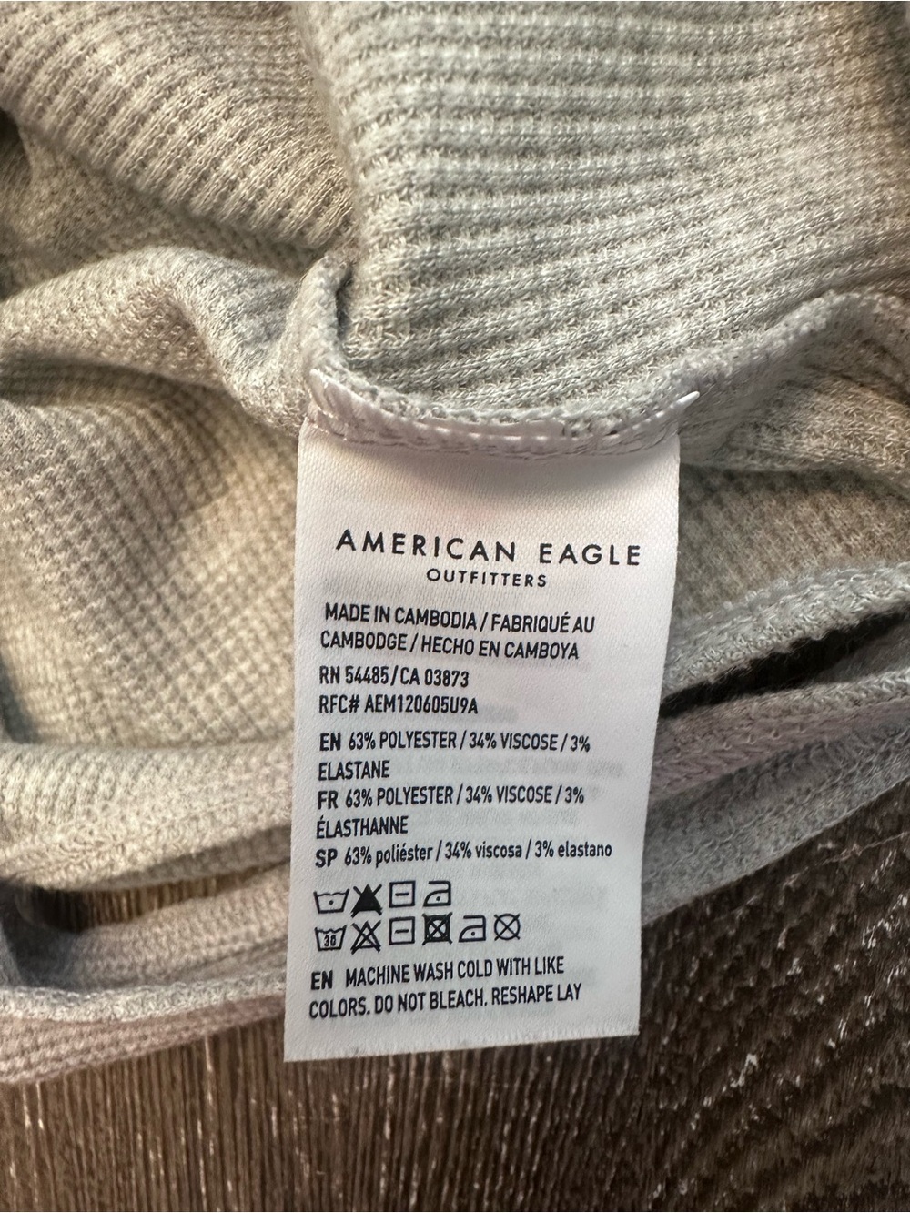 NWOT AMERICAN EAGLE OUTFITTERS GREY RIBBED THONG BODYSUIT - Size Small SKU:228 - Picture 4 of 4